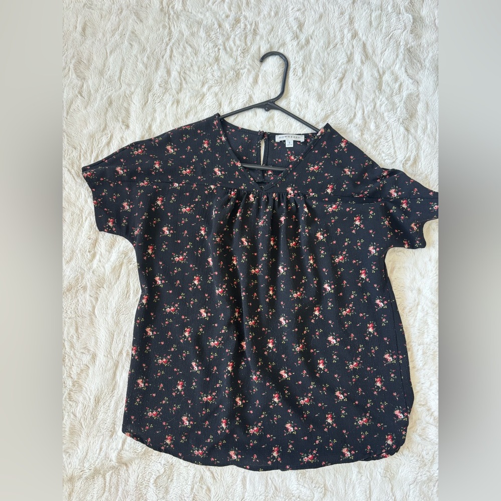 Down East Floral Black Top